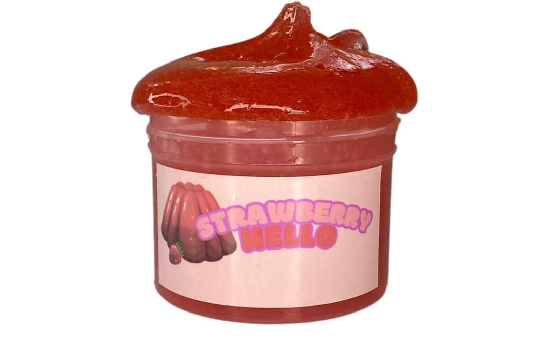 🍓💖 Strawberry Hello – Scented Jelly Slime w/ Charm